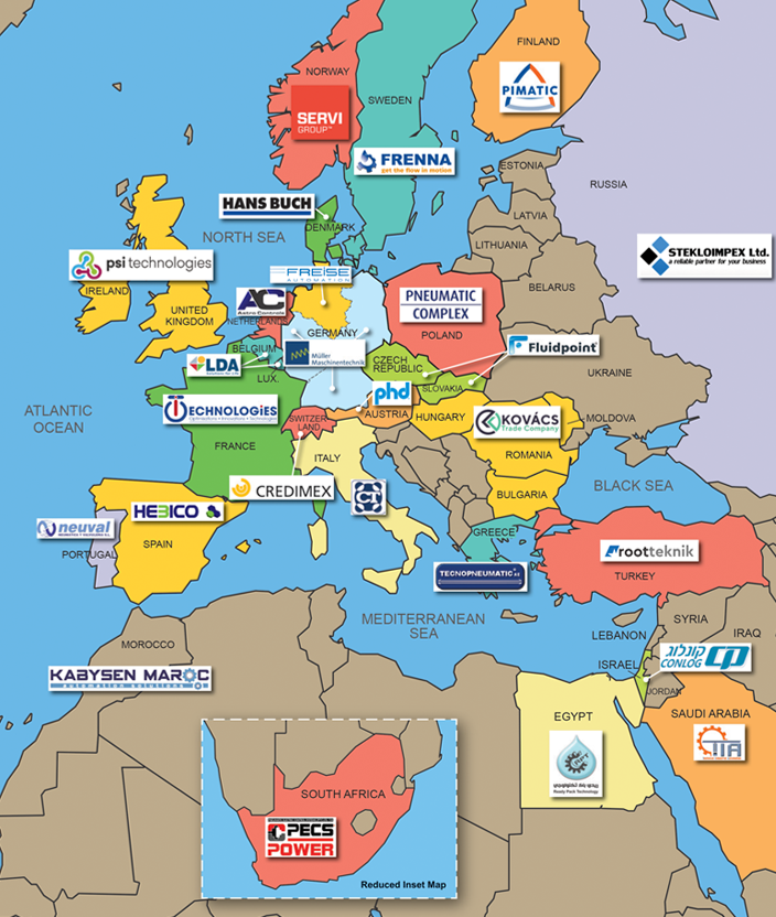 Click to expand PHD's European Distributor Network map...